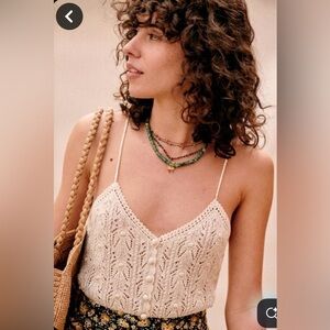 American Eagle beige Crotchet Top size M